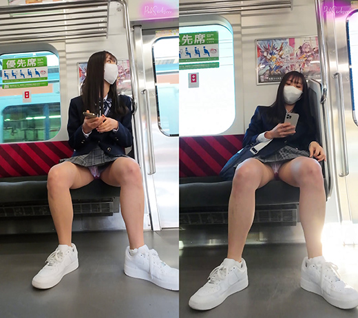 JK 電車対面パンチラ