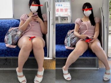 清楚な見た目のムチムチお姉さんが電車でパンチラ誘惑！エロい太ももでオナニーが捗る！